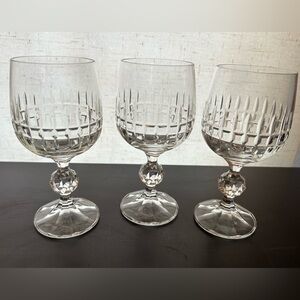 3 Belfast Pattern wine glasses by Bohemian Crystal. 7oz 5.75”